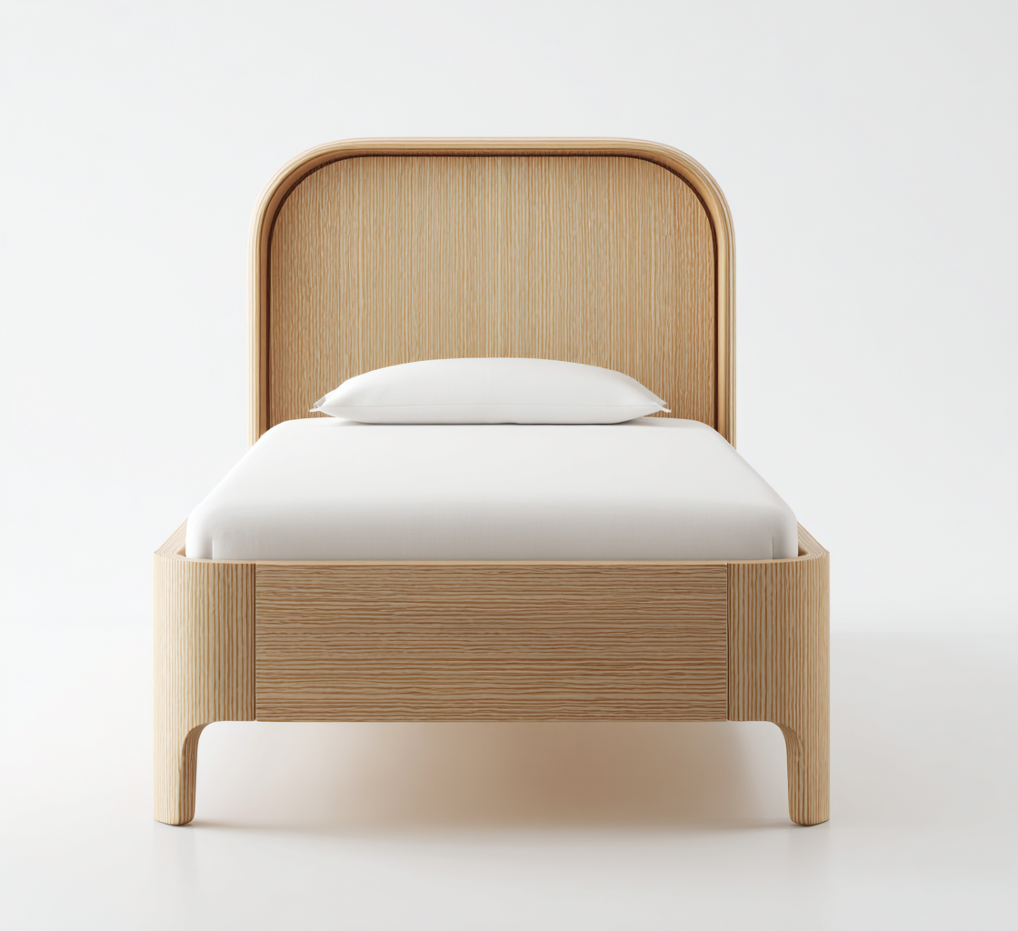 Lit 1 place en bois massif 200x90x95 cm - naturel - style scandinave pour chambre-Nicheoliq