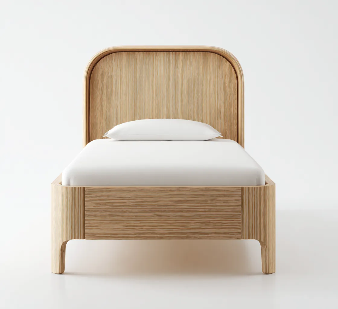 Lit 1 place en bois massif 200x90x95 cm - naturel - style scandinave pour chambre-Nicheoliq