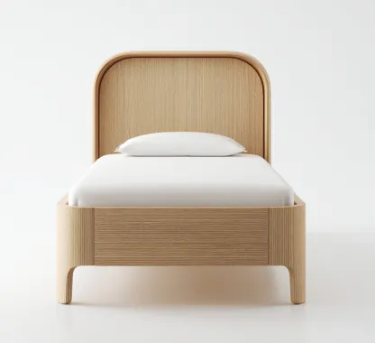 Lit 1 place en bois massif 200x90x95 cm - naturel - style scandinave pour chambre-Nicheoliq