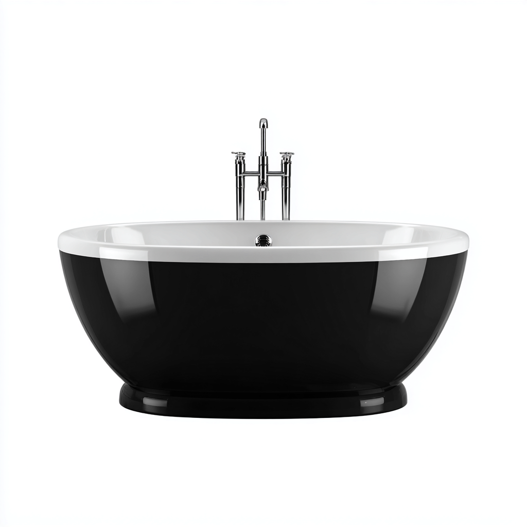 Baignoire autoportante en acrylique 170x85x60 cm - noir-blanc - design moderne - adaptée à la salle de bain-Nicheoliq