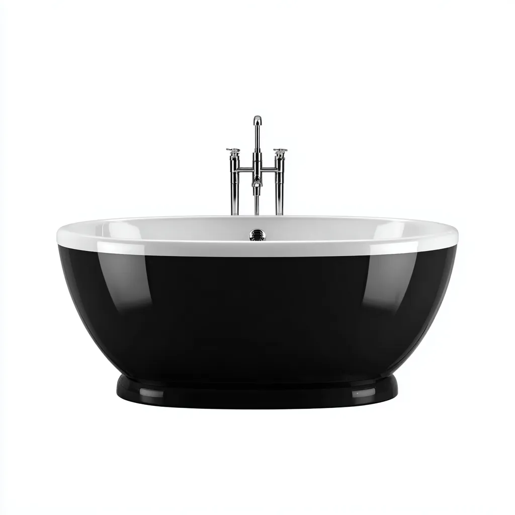 Baignoire autoportante en acrylique 170x85x60 cm - noir-blanc - design moderne - adaptée à la salle de bain-Nicheoliq