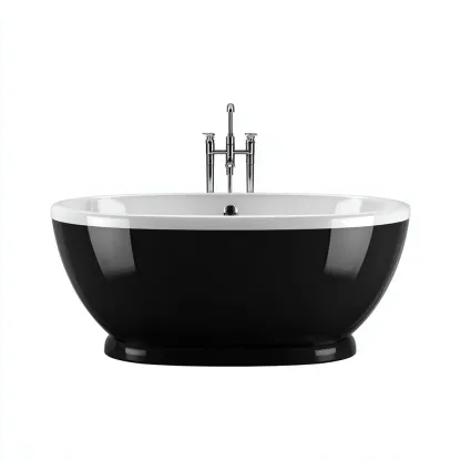 Baignoire autoportante en acrylique 170x85x60 cm - noir-blanc - design moderne - adaptée à la salle de bain-Nicheoliq