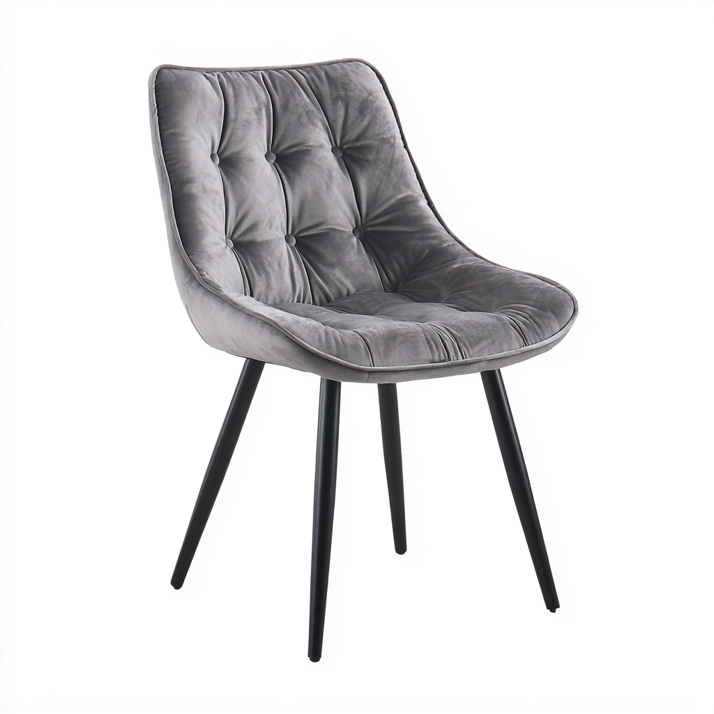Chaise de salle à manger en tissu rembourré 55x45x85 cm gris pour salle à manger - style moderne-Nicheoliq