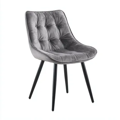 Chaise de salle à manger en tissu rembourré 55x45x85 cm gris pour salle à manger - style moderne-Nicheoliq