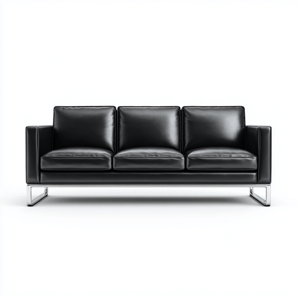 Canapé 3 places cuir 214x82x78 cm - noir - design moderne minimaliste - pour salon-Nicheoliq