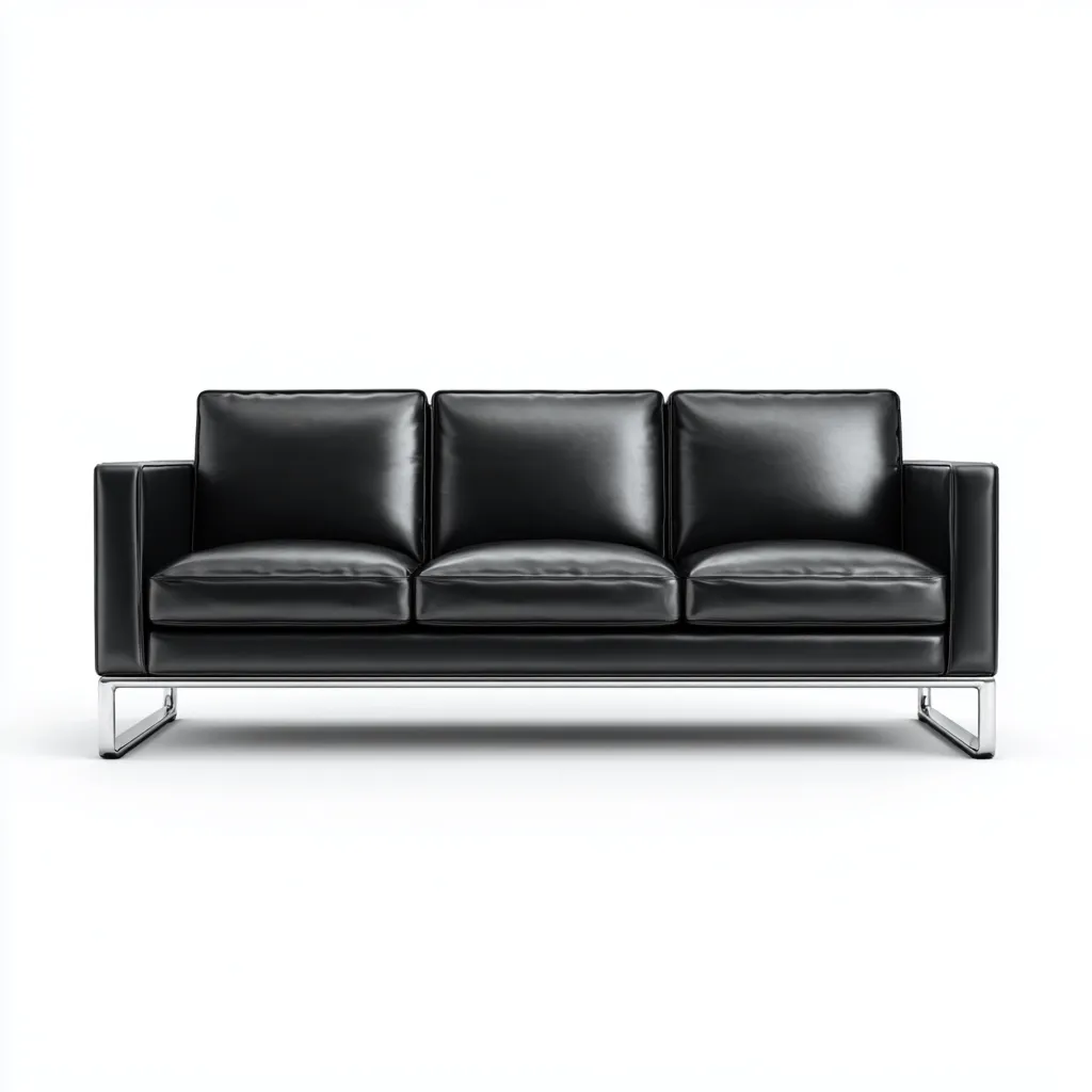 Canapé 3 places cuir 214x82x78 cm - noir - design moderne minimaliste - pour salon-Nicheoliq