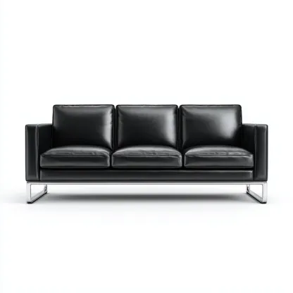 Canapé 3 places cuir 214x82x78 cm - noir - design moderne minimaliste - pour salon-Nicheoliq