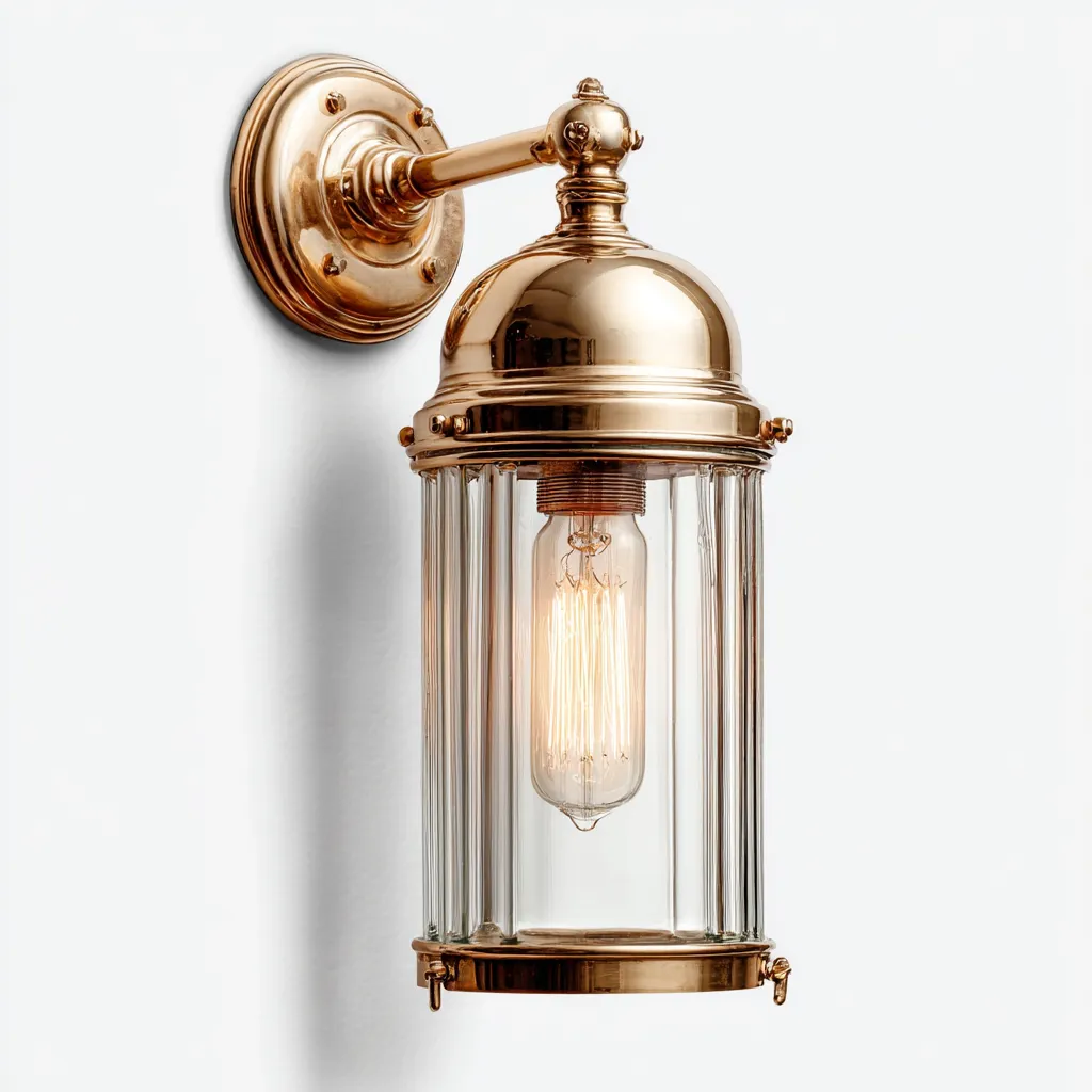 Applique murale - métal et verre 18x13x34 cm - transparent-or - pour salon-chambre-couloir - design vintage-Nicheoliq