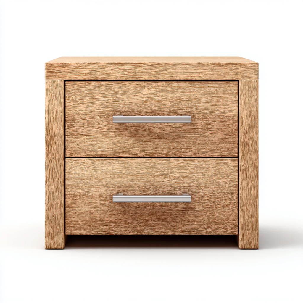 Table de chevet bois MDF 40x35x45 cm - couleur naturelle - style moderne - adaptée à la chambre-Nicheoliq