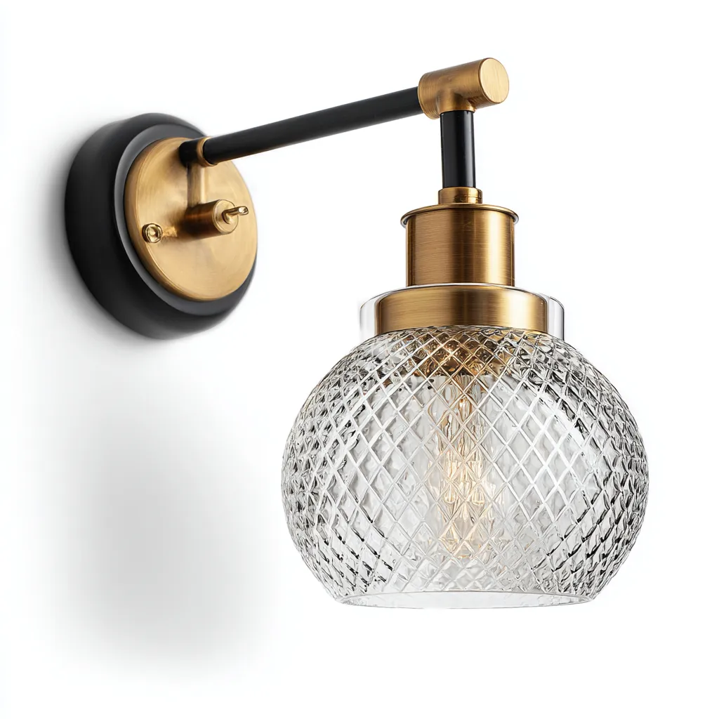 Applique murale métal-verre 18x12x26 cm - or-noir-verre - pour salon-chambre - design moderne-Nicheoliq