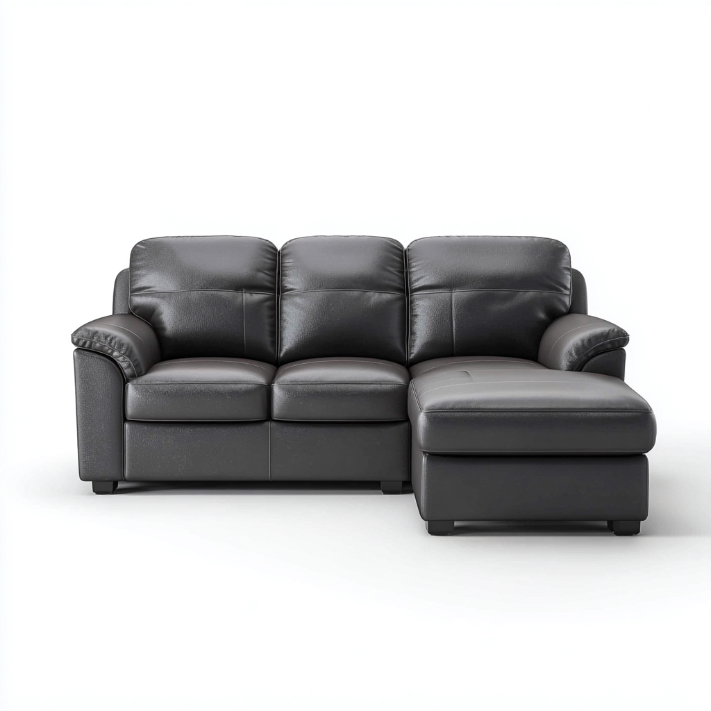 Canapé d'angle cuir synthétique 255x160x90 cm - gris foncé - design moderne pour salon-Nicheoliq