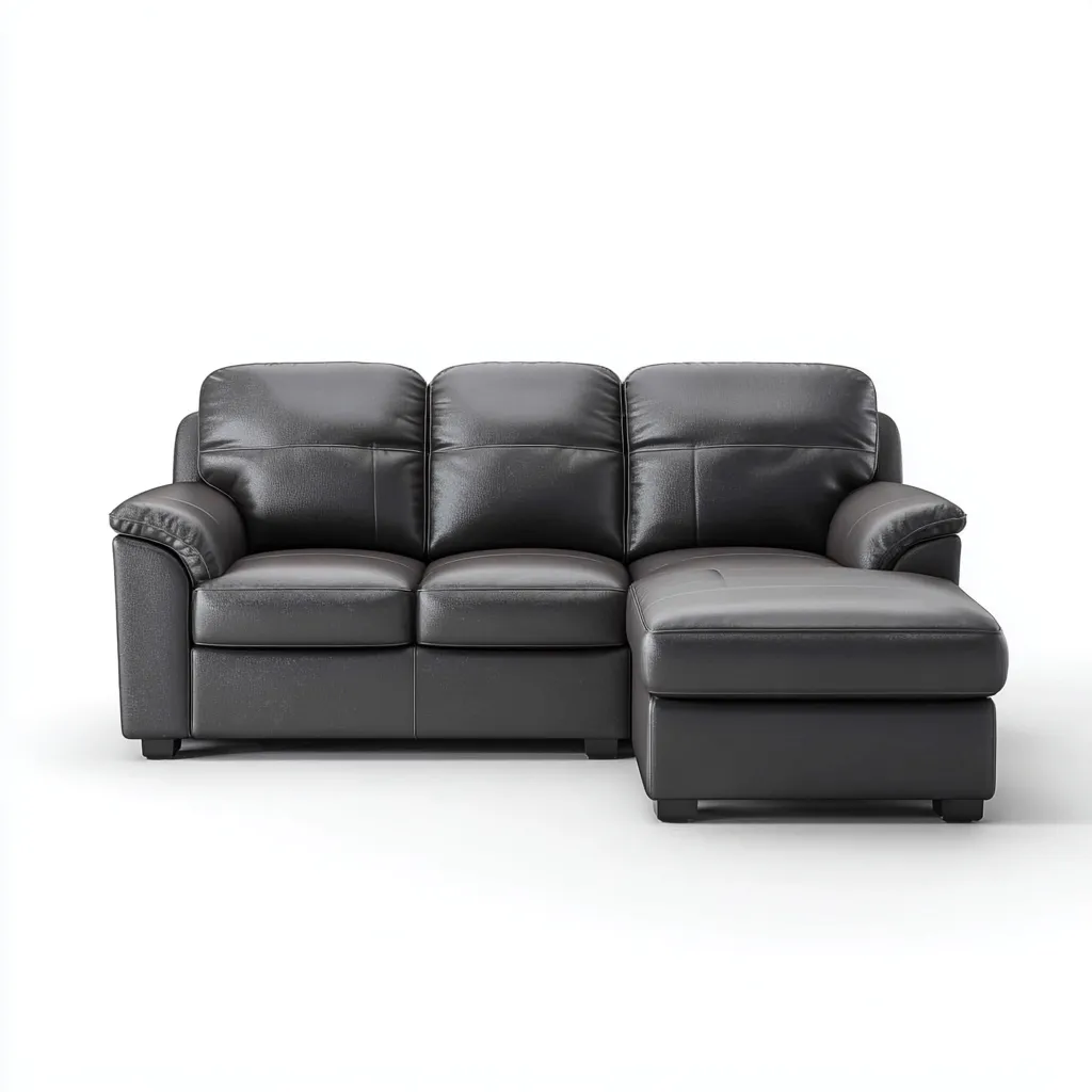 Canapé d'angle cuir synthétique 255x160x90 cm - gris foncé - design moderne pour salon-Nicheoliq