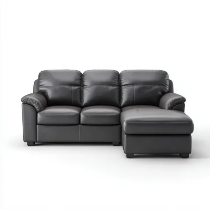 Canapé d'angle cuir synthétique 255x160x90 cm - gris foncé - design moderne pour salon-Nicheoliq