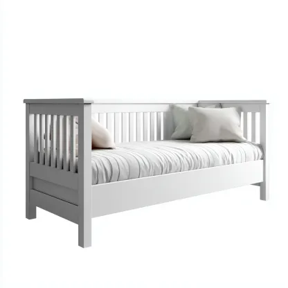 Canapé-lit en bois 200x90x85 cm blanc pour chambre - style moderne épuré-Nicheoliq