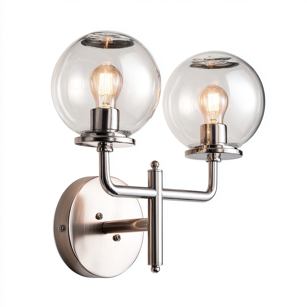 Applique murale métal-verre 24x15x36 cm - argent-verre - pour salon-chambre - design moderne-Nicheoliq