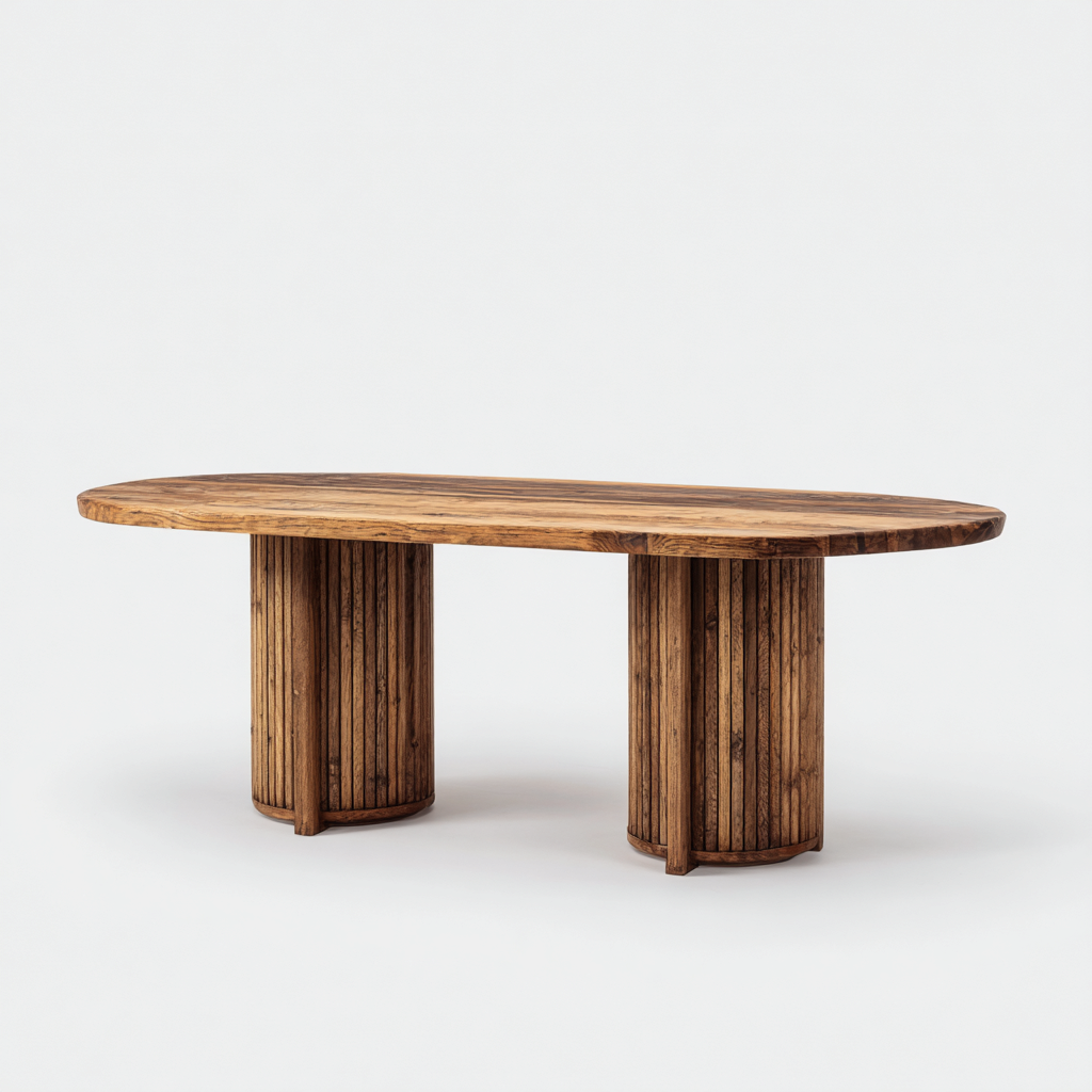 Table à manger bois massif 200x100x75 cm - marron - adapté à la salle à manger - design contemporain-Nicheoliq