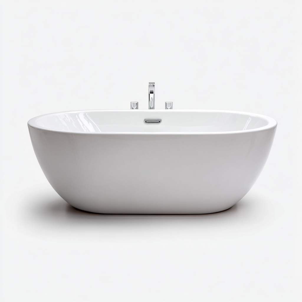 Baignoire autoportante en acrylique 175x85x60 cm - blanc - design moderne - adaptée à la salle de bain-Nicheoliq