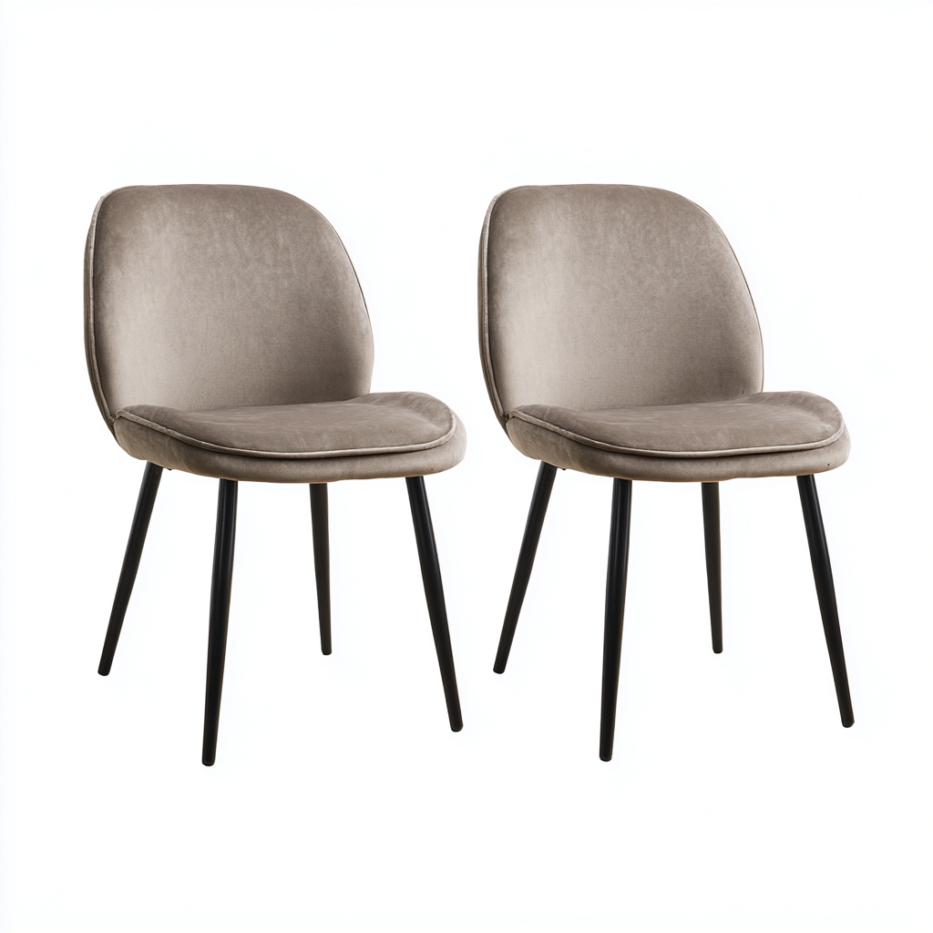 Chaise de salle à manger velours 50x57x82 cm - brun clair - design moderne pour salle à manger-Nicheoliq