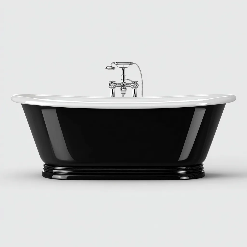 Baignoire autoportante en acrylique 170x80x60 cm - noir-blanc - style classique - adaptée à la salle de bain-Nicheoliq