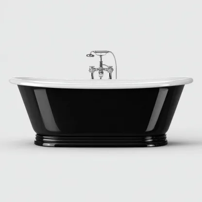 Baignoire autoportante en acrylique 170x80x60 cm - noir-blanc - style classique - adaptée à la salle de bain-Nicheoliq