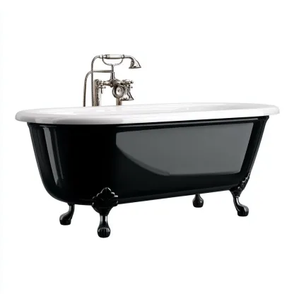 Baignoire sur pieds en métal 170x75x60 cm - noir-blanc - style vintage - adaptée à la salle de bain-Nicheoliq