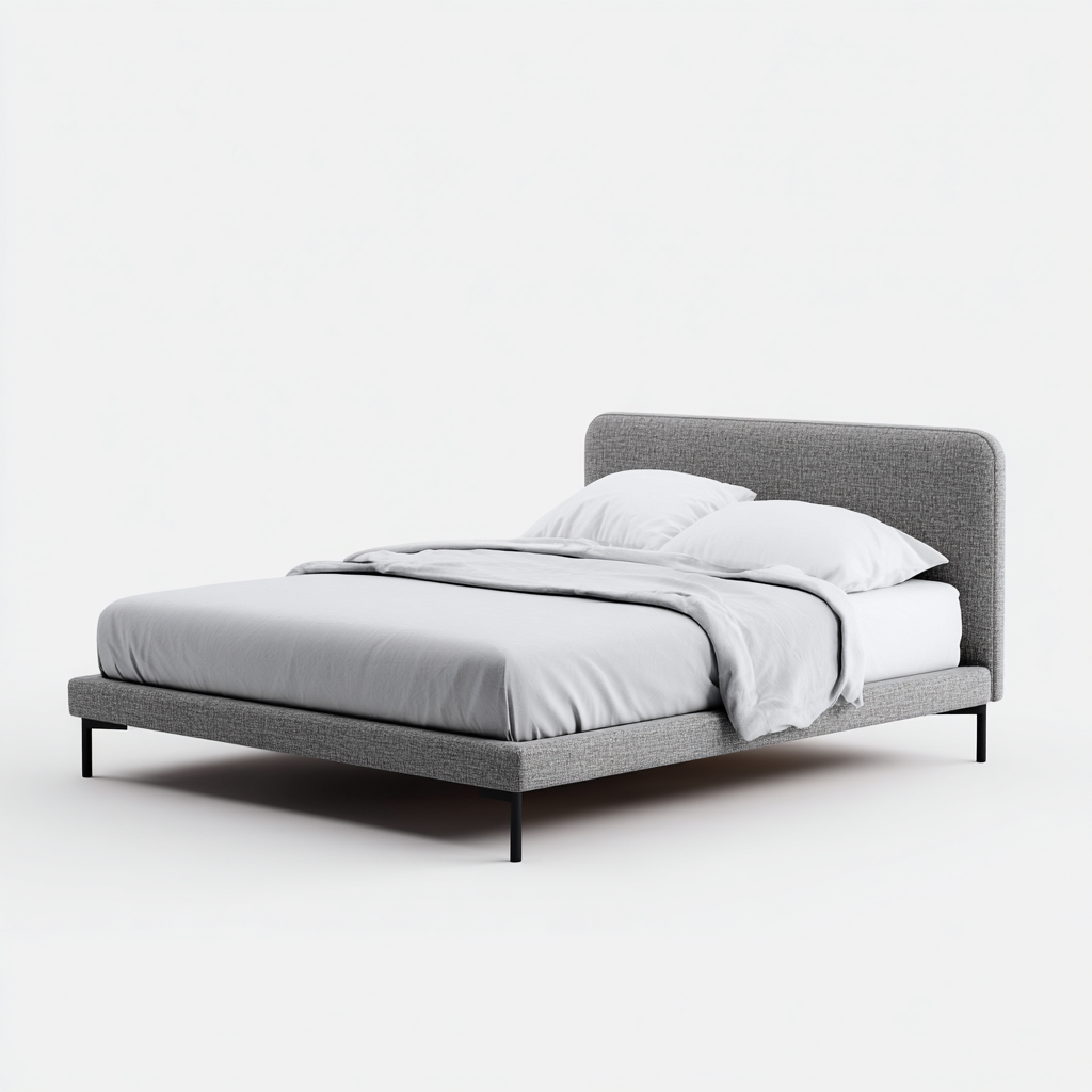 Lit 2 places Tissu-Métal 200x180x110 cm - gris - adapté à la chambre - design moderne-Nicheoliq