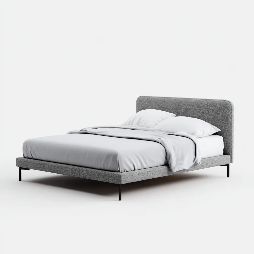 Lit 2 places Tissu-Métal 200x180x110 cm - gris - adapté à la chambre - design moderne-Nicheoliq