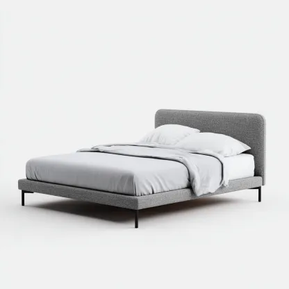 Lit 2 places Tissu-Métal 200x180x110 cm - gris - adapté à la chambre - design moderne-Nicheoliq