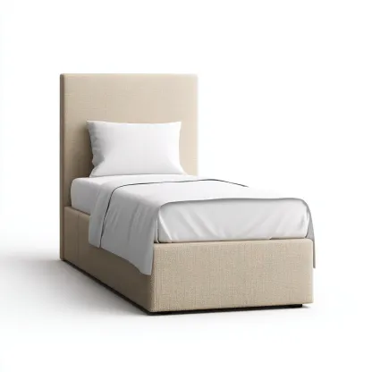 Lit 1 place tissu 200x90x120 cm - beige - design moderne - adapté à la chambre-Nicheoliq