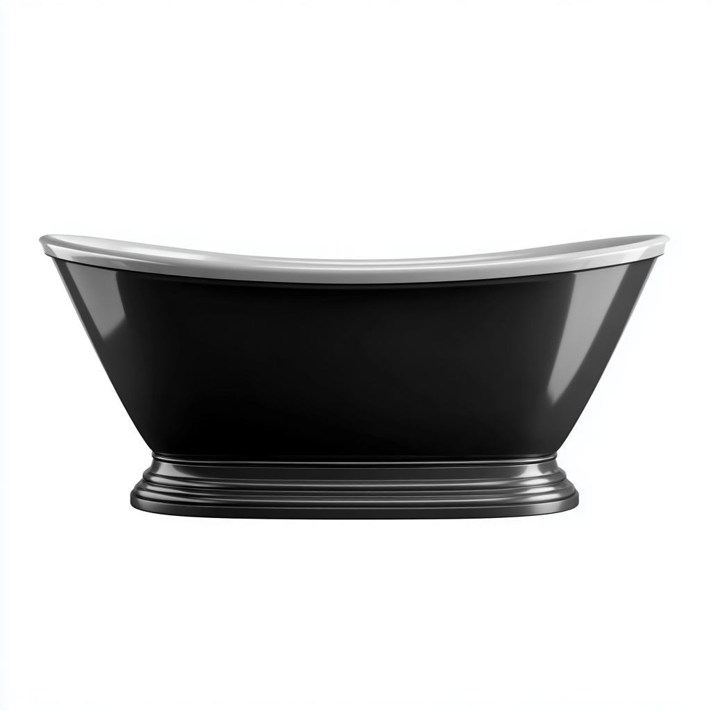 Baignoire îlot métal 172x76x58 cm - noir-blanc - design classique pour salle de bain - adaptée pour salle de bain-Nicheoliq