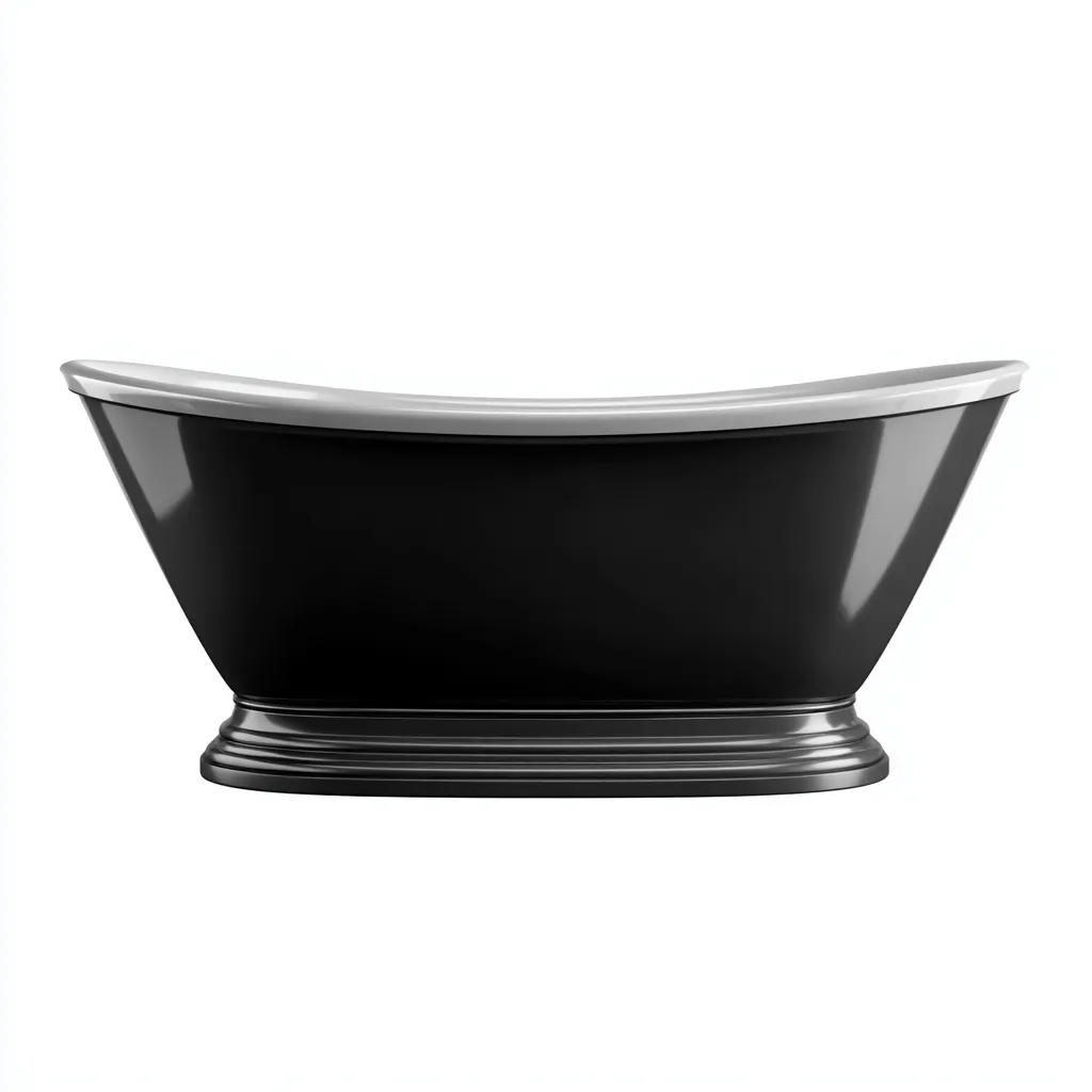 Baignoire îlot métal 172x76x58 cm - noir-blanc - design classique pour salle de bain - adaptée pour salle de bain-Nicheoliq