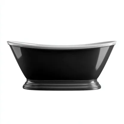 Baignoire îlot métal 172x76x58 cm - noir-blanc - design classique pour salle de bain - adaptée pour salle de bain-Nicheoliq