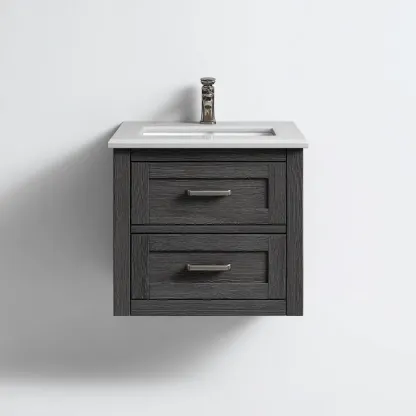 Meuble lavabo mural - bois MDF - 55x45x50 cm - gris foncé - pour salle de bain - design moderne-Nicheoliq