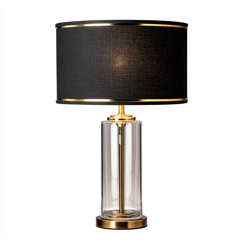 Lampe de table en verre et métal 30x30x55 cm - noir-or - style moderne adapté au salon-Nicheoliq