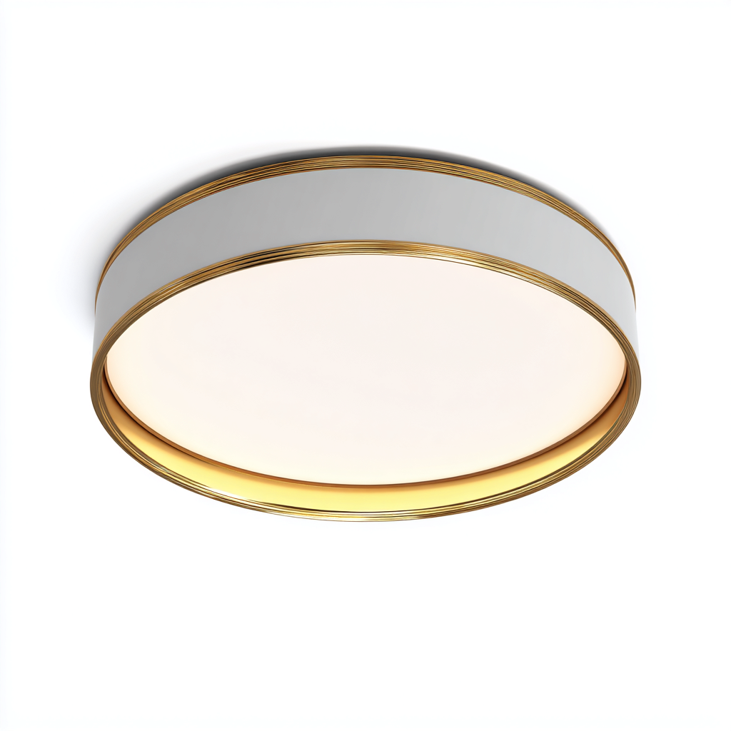 Plafonnier métal acrylique 40x40x10 cm blanc-or pour salon - design moderne-Nicheoliq