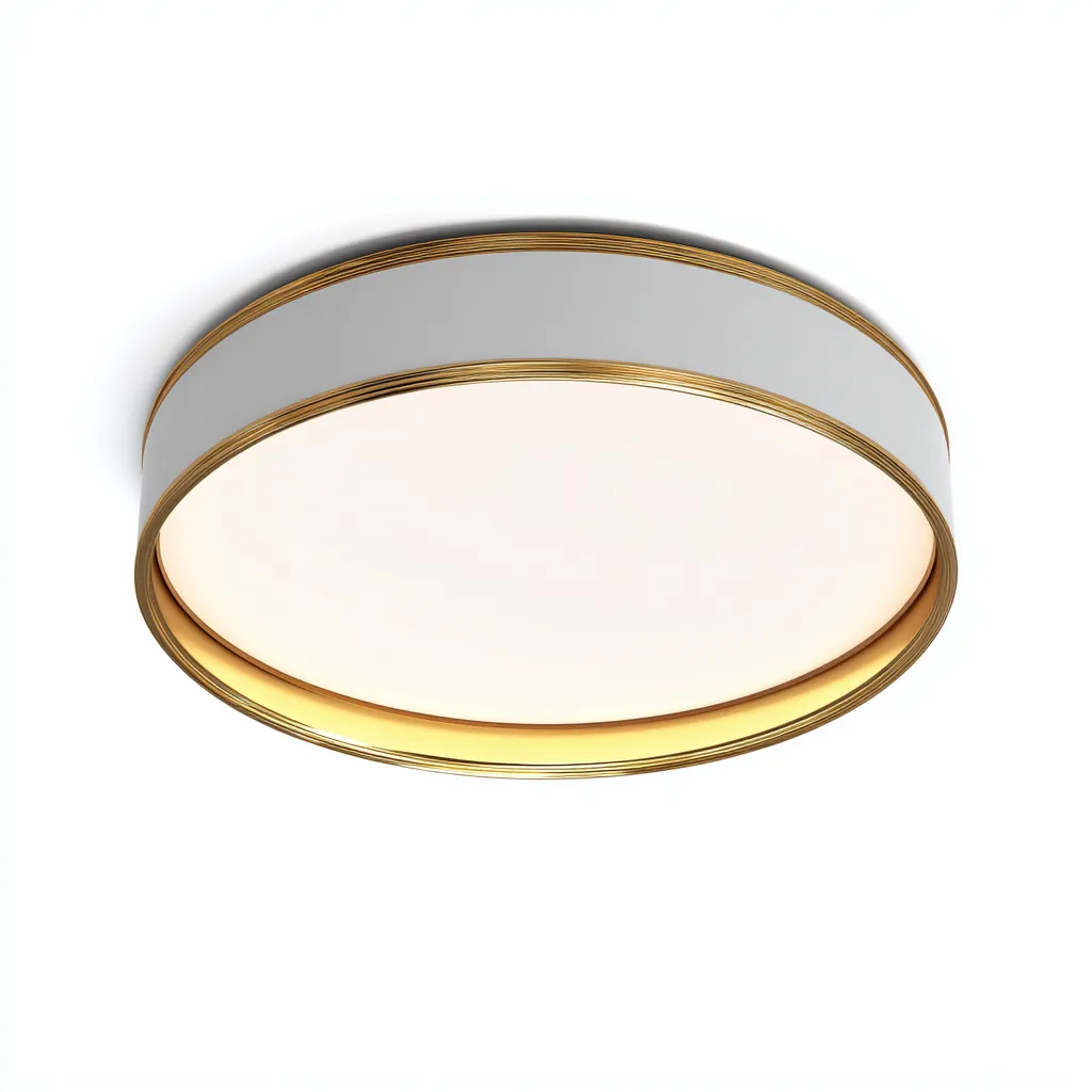 Plafonnier métal acrylique 40x40x10 cm blanc-or pour salon - design moderne-Nicheoliq