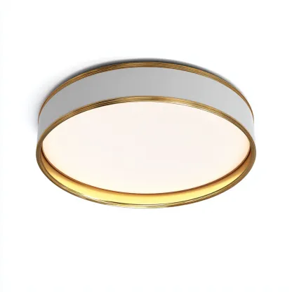 Plafonnier métal acrylique 40x40x10 cm blanc-or pour salon - design moderne-Nicheoliq