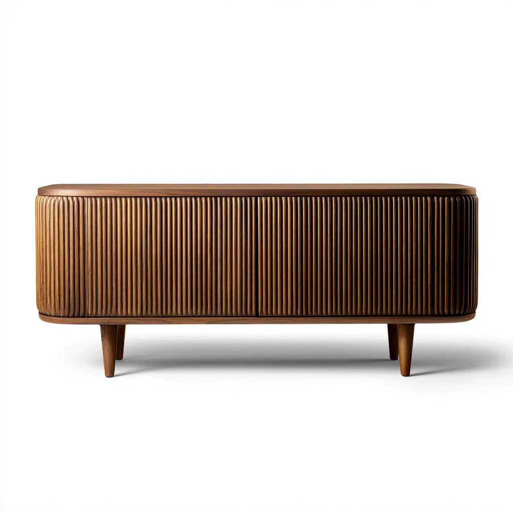 Meuble TV en bois massif 150x45x55 cm - brun clair - style moderne pour salon-Nicheoliq