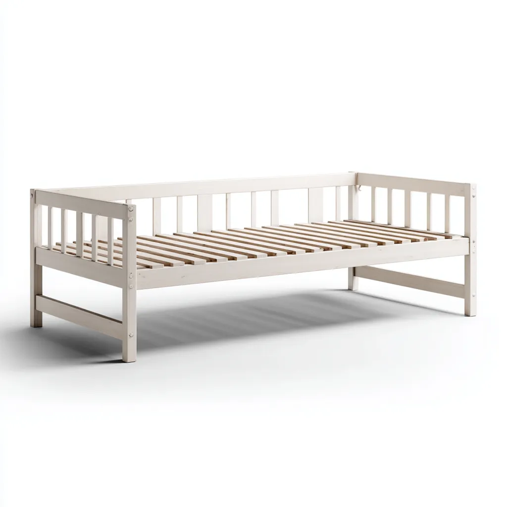 Canapé-lit en bois 200x90x75 cm blanc pour chambre - style moderne épuré-Nicheoliq