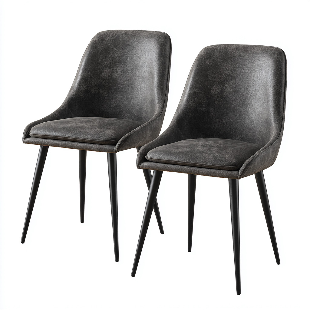 Chaise de salle à manger simili cuir 48x55x84 cm - gris foncé - design moderne pour salle à manger-Nicheoliq