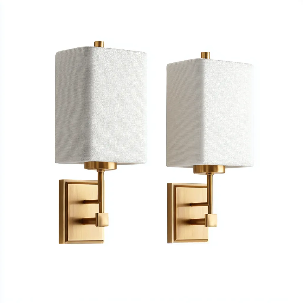 Applique murale - métal et abat-jour tissu 14x14x28 cm - blanc-or - pour salon-chambre-couloir - design moderne-Nicheoliq