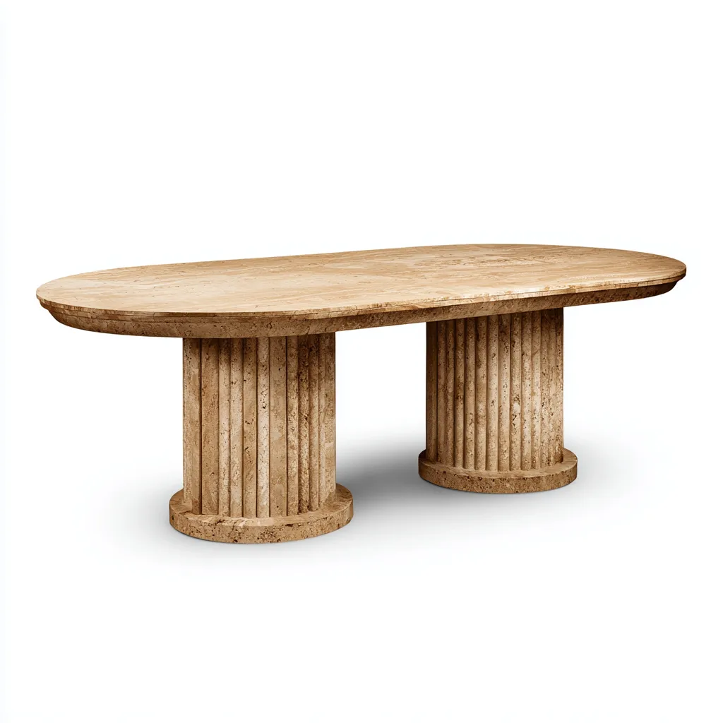 Table à manger pierre reconstituée 200x100x75 cm - beige - adapté à la salle à manger - design contemporain-Nicheoliq