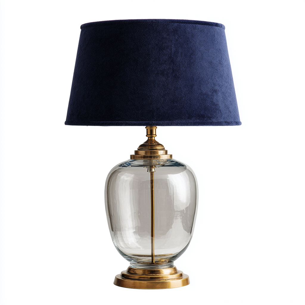 Lampe de table en verre et métal 28x28x52 cm - bleu-or - style moderne adapté au salon-Nicheoliq