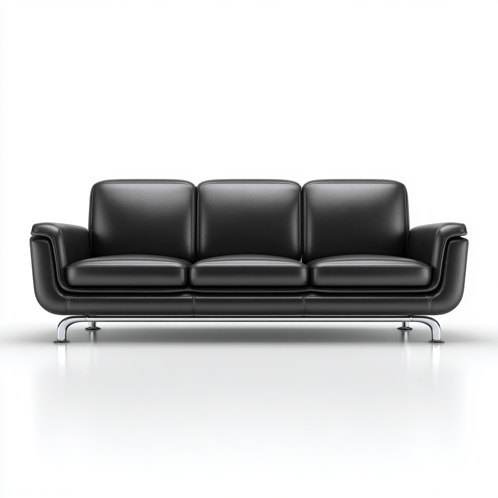 Canapé 3 places cuir 213x85x80 cm - noir - design moderne - pour salon-Nicheoliq