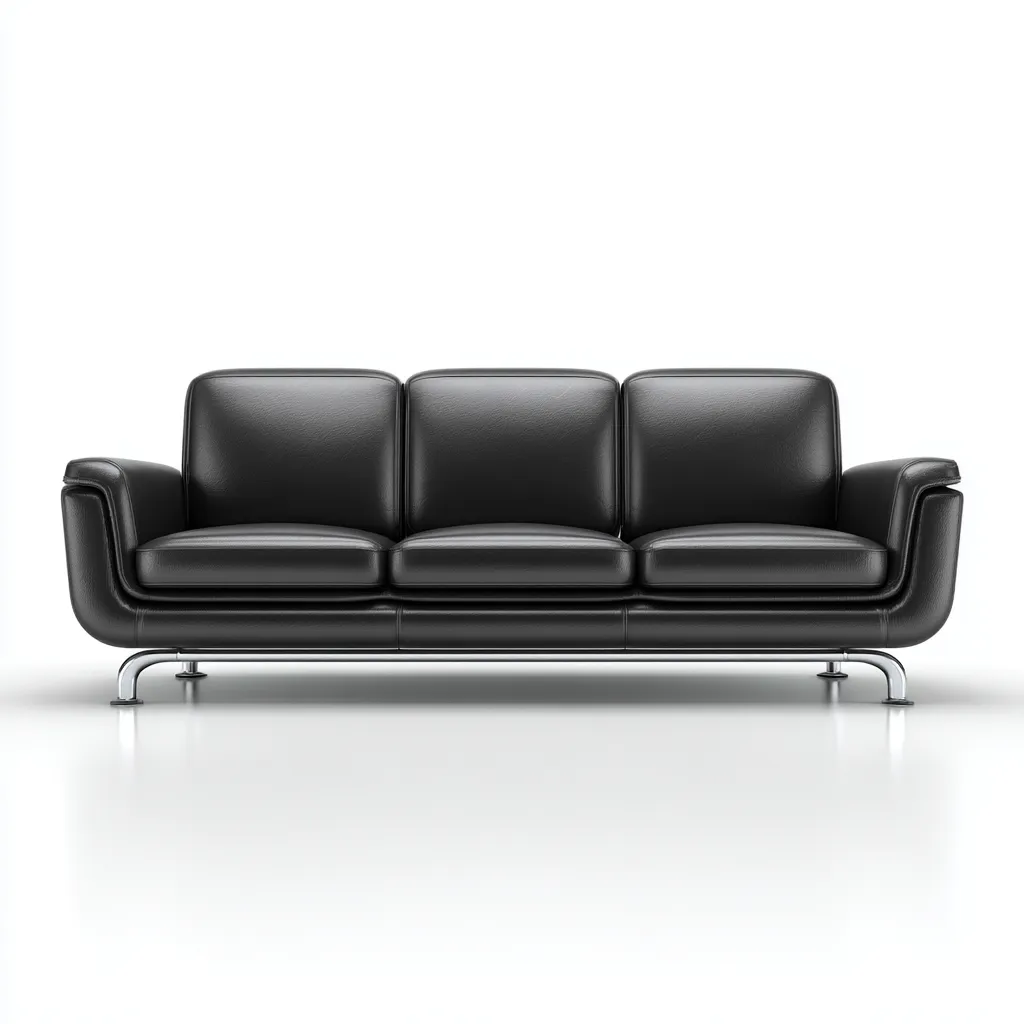 Canapé 3 places cuir 213x85x80 cm - noir - design moderne - pour salon-Nicheoliq