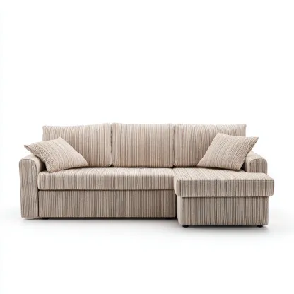 Canapé d'angle tissu à rayures 260x155x90 cm - beige - design moderne pour salon-Nicheoliq