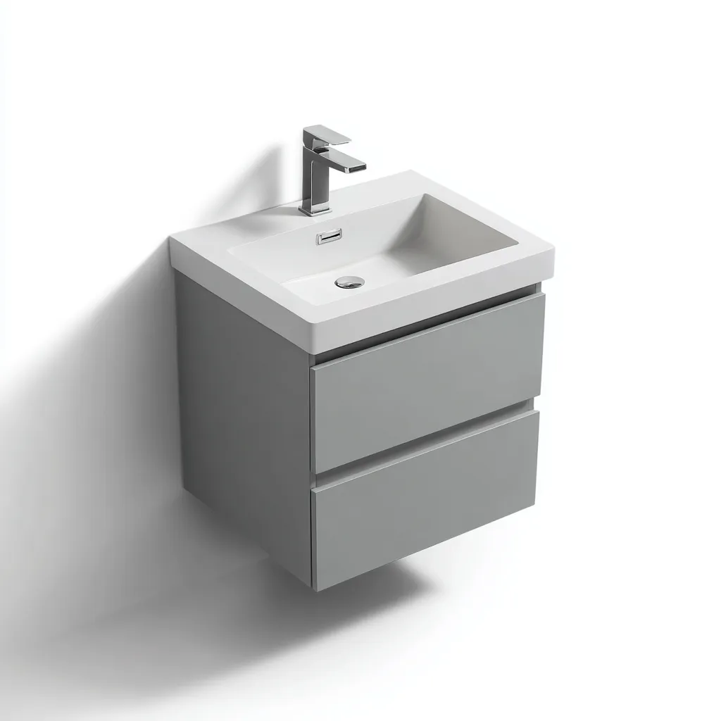 Meuble lavabo mural - bois MDF - 50x40x55 cm - gris - pour salle de bain - design moderne-Nicheoliq