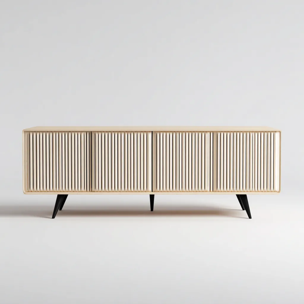 Meuble TV en bois MDF 180x40x60 cm bois clair-noir pour salon - style moderne-Nicheoliq