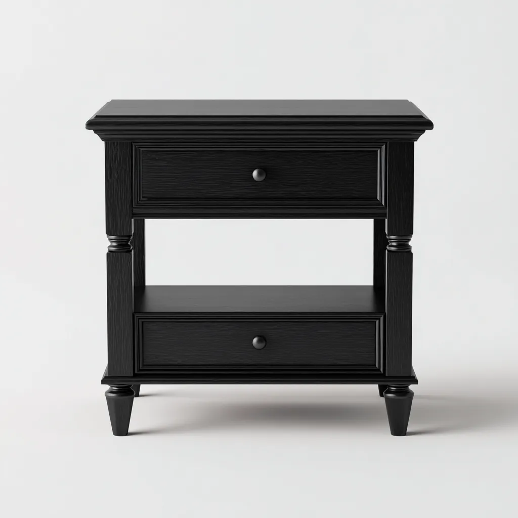 Table de chevet MDF 50x40x60 cm - noire - style classique - adaptée à la chambre-Nicheoliq