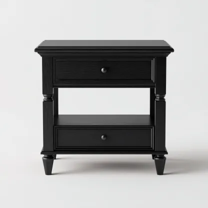 Table de chevet MDF 50x40x60 cm - noire - style classique - adaptée à la chambre-Nicheoliq